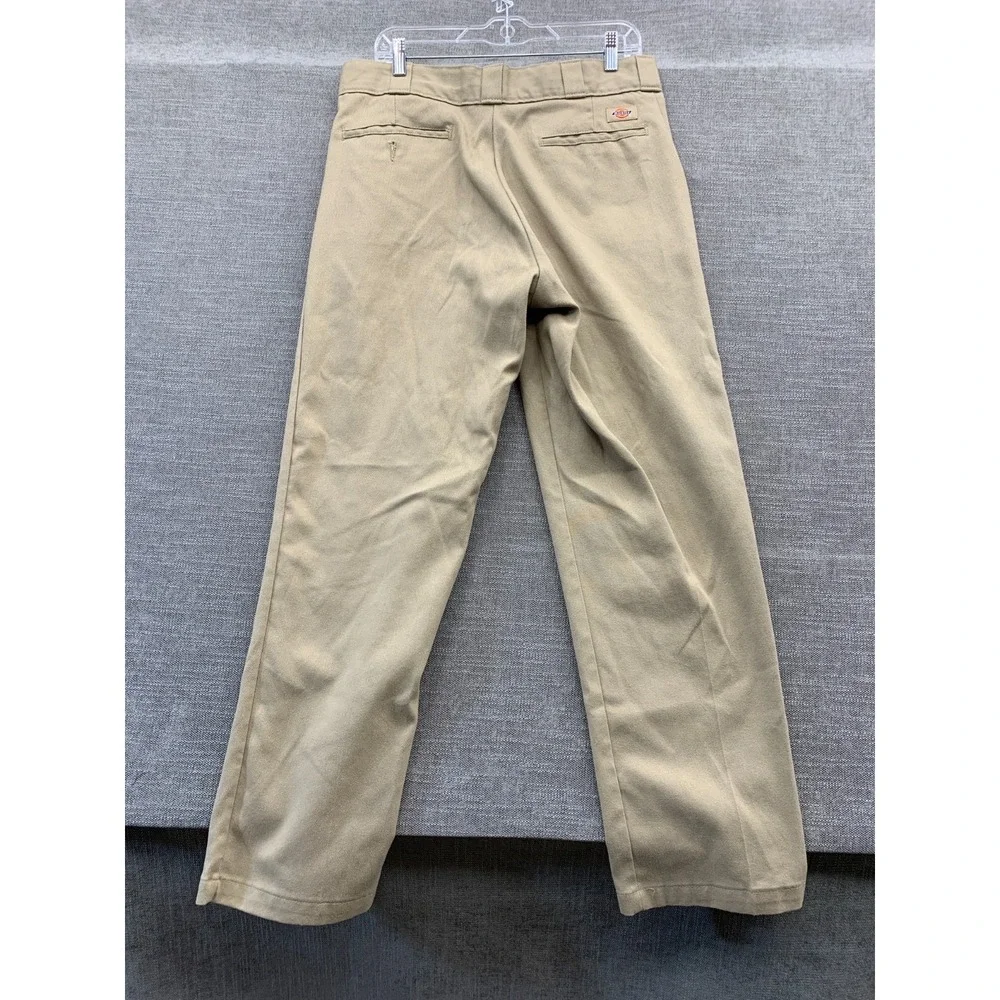 Dickies 874‎ Flex Original Fit Pants Mens 34x32 Beige Cotton Flat Front Workwear